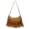 Elegante y estiloso bolso de flecos para mujer, nuevo bolso de hombro retro de moda otoño 2026, bolso de remaches de alto valor