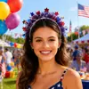 Diadema de Estrella del Día de la Independencia, Diadema Decorativa para Fiesta Temática Patriótica Americana, Tocado de Cinta Colorida para el Día de los Caídos