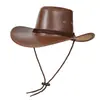 Sombrero Vaquero Occidental de Cuero Americano para Hombres y Mujeres Pareja Viaje al Aire Libre Sombrero de Ala Ancha Sombra Sombrero de Jazz Chica Caliente de Playa