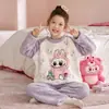 Pijama de otoño e invierno para niños, forrado de forro polar y engrosado, forro polar de coral, franela para bebés niñas, conjunto de ropa de estar a juego para niños y padres e hijos