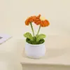Productos terminados transfronterizos: Flores de hilo tejidas a crochet, plantas pequeñas en maceta, flores artificiales hechas a mano, adornos decorativos de escritorio al por mayor