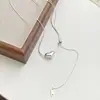 Collar Pequeño y Exquisito de Corazón para Mujer, Cadena de Suéter Exquisita Ajustable con Tirador Geométrico Estilo Ins Diseño de Nicho