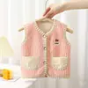 Colete Infantil Outono e Inverno Engrossado Classe A Desenho Animado Colete de Bebê para Meninos e Meninas Estilo Coreano Colete Cardigan Veludo Acolchoado