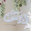 Decoraciones Navideñas Nuevas Transfronterizas Copo de Nieve Blanco Flockado Estrella de Cinco Puntas Tridimensional Colgante para Árbol Decoración Navideña