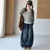 Conjunto de Otoño para Niñas Medianas y Grandes Primavera y Otoño Nueva Ropa Infantil Conjunto de Dos Piezas Camiseta de Rayas para Niñas Top Jeans