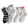 Meias Largas Listradas Color Block Estilo Coreano para Mulheres, Meias de Algodão Puro até a Panturrilha, Sem Costura, Respiráveis, Absorventes de Suor, Etiqueta de Tecido com Letra, Meias Versáteis e Modernas