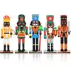 Conjunto de Enfeites de Madeira Quebra-Nozes Decorações Clássicas para Árvore de Natal Adequado para Festas de Fim de Ano e Decoração de Casa