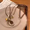 Collar Trenzado de Cuerda con Perlas de Piedra Natural para Mujer, Cadena para Clavícula de Piedra Ojo de Tigre Estilo Chino Nuevo Vintage, Accesorio Largo Colgante para el Cuello con Manchas
