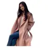 Abrigo de Cachemira Coreano de Doble Cara para Mujer, Primavera y Otoño 2026, de Longitud Media, Corte Holgado con Aberturas Laterales, Abrigo de Lana para Mujer