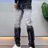 Versátiles Jeans de Nuevo Diseño para Primavera y Otoño con Color Degradado para Hombre Corte Delgado Pierna Pequeña Personalidad Casual Americana Frescos Pantalones Largos