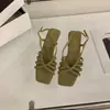 Sandalias de punta abierta Luo vacaciones verano nuevas tacón plataforma falda 2026 gamuza hada costa francesa zapatos a juego amarillos
