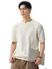 Roupas Masculinas Fengshe / Verão 2026 Nova Camiseta Masculina de Manga Curta com Gola Henley Torcida Estilo Old Money Fina