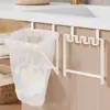 Suporte de lixo para porta de armário de pia de banheiro, suporte de rack para saco de lixo pendurado, ferramenta multifuncional de armazenamento de lixo para cozinha