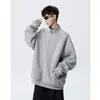 Nova Moletom Casual Solto com Zíper Meio (Half-Zip) Estilo Americano Pesado para Homens Adolescentes - Tendência Huamian 400G