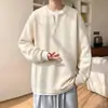 Moletom masculino de outono estilo americano, peso pesado, gola redonda, com design de padrão de losangos, uma peça de outer wear moderna para adolescentes, nova coleção 2026