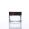 Em Estoque Pote de Creme Vidro Fosco com Textura de Madeira 30ml Frasco Dosador Transparente para Creme Facial Portátil de Viagem Frasco de Amostra de Vidro