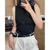 Louvre Verano Nuevo Estilo Coreano Holgado Acanalado Racer Chaleco Ajustado Elástico Sin Mangas para Mujer
