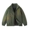 Chaqueta de Silueta Trendy Estilo Americano con Cuello Alto para Hombre, Nuevo Diseño Holgado Abrigo de Algodón para Trabajo tipo Piloto para Primavera