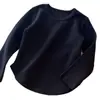 Camiseta de Menina para Primavera e Outono Bebê Estilosa Personalidade Infantil Tendência Versão Coreana Moda Cor Sólida Simples Irregular Camisa Base