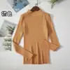 Camiseta Básica 604 para Mujer, Nuevo Estilo Suéter Otoño e Invierno 2021, Ropa Interior Elegante, Prenda Exterior de Cuello Alto, Versión Coreana, Versátil y Cálida