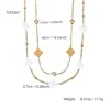 Moda Coreana Ins Collar Multicapa Sencillo de Diamantes de Trébol de Cuatro Hojas para Mujer Acero Inoxidable Chapado en Oro de 18K Lujo Accesible Joyería Elegante