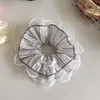 Estilo Coreano Tecido Listrado de Renda Refrescante Elástico de Cabelo Tipo Intestino Grande Corda de Cabelo com Pregas de Quatro Camadas para Rabo de Cavalo de Alta Qualidade para Mulheres