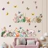 Fita de rodapé com flores de animais coloridas pintadas à mão adesivos de parede para quarto infantil decoração de sala de estar quarto pintura autoadesiva KL-C022