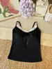 Camisola de algodão com retalhos de renda e laço para mulheres, adequada tanto para usar por baixo quanto por cima, top puro e sexy com bojos embutidos, não precisa usar sutiã