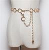 Cinturón de metal con cadena de cintura y anillo para mujer, estilo europeo y americano, venta al por mayor transfronteriza, decoración para vestido y falda, entrega de una sola pieza