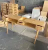 Conjunto de Mesa e Cadeira de Manicure de Madeira Estilo Japonês com Aspirador, Assento Único/Duplo/Triplo, Madeira Maciça, Gavetas de Armazenamento de Camada Dupla, Estação de Manicure