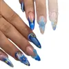 Novas Unhas Postiças de Comércio Exterior 30 Peças Design de Flor em Relevo Estéreo Dia dos Namorados Francesas Amêndoa Usáveis Atacado