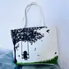 Bolso de Hombro Nuevo Estampado, Bolso de Lona para Mujer de Mano, Bolso Tote Estilo Coreano de Gran Capacidad, Bolso Artístico para Estudiante