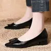 Comercio Exterior Transfronterizo Piel Suave Primavera y Otoño Nuevo Estilo Corte Bajo Punta Puntiaguda Hebilla Cuadrada Transpirable Versátil Para Viajar Slip-on Suela Suave Tacón Grueso