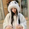Set de Gorro y Bufanda de Panda de Invierno para Mujer, Felpa Engrosada con Protección para Orejas, Cálido, Diseño de Dibujos Animados Lindo, Hace que la Cara Parezca Más Pequeña, Otoño e Invierno