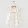 Vestido de Algodão Puro para Menina Saia Infantil Saia Floral de Verão Fina para Bebê Estilo Ocidental Saia Slip