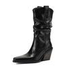 Botas vaqueras de tacón grueso puntiagudas estilo europeo y americano, botas de tacón alto, tacón medio, nuevas de moda otoño e invierno 2024, botas para mujer, comercio exterior transfronterizo