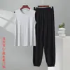 Conjunto casual de chaleco sin mangas y pantalones jogger para hombre, nuevo estilo de verano, conjunto de dos piezas transpirable y holgado para el hogar