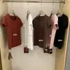 Venta de Liquidación, Sin Devoluciones ni Cambios, Estilo Coreano Minimalista Elegante Versátil Ceñidor de Cintura Ajustado Hombro Normal Cuello Redondo Manga Corta Camiseta para Mujer W89