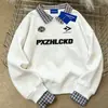 Sudadera Falsa de Dos Piezas Versátil Color Block Estilo Americano para Mujer, Otoño e Invierno 2025, Top Informal Holgado con Cuello Polo