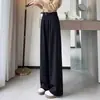 Calça de Terno Wide Leg Elástica com Efeito de Caimento Slim-Fit de Cintura Alta para Pessoas Altas, Produção Transfronteiriça com Imagens e Amostras Fornecidas, Produção de Amostra Versão Canadense