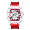 Comercio Exterior Reloj Transfronterizo Personalidad Reloj de Cuarzo con Forma de Tonneau Moda Transparente Reloj para Hombre Venta al por Mayor Reloj de Pulsera Impermeable
