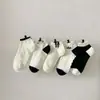 Meias Femininas Novas da Primavera de 2025, Meias Curtas Finas para Primavera e Verão, Meias Invisíveis Femininas Jacquard Preto e Branco com Laço Fofo