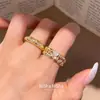 Anillo Abierto de Corazón con Circonita Chapado en Oro Real de 18k Anillo de Dedo Índice de Nicho de Gama Alta Joyería de Mano de Temperamento a la Moda Venta al por Mayor