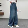 Calça jeans wide leg para meninas, coleção primavera/outono 2026, novo estilo para meninas mais velhas, calça de perna reta, modelagem solta, calça longa de outono para meninas