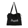 Mochila casual de lona de gran capacidad, bolsa de cordón con letras estilo perezoso, bolso de hombro para mujeres oficinistas, para ir al trabajo, ir de compras y tutorías