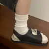 Nuevos Calcetines de Algodón de Doble Aguja Estilo Ballet para Mujer Otoño e Invierno, Calcetines Sueltos Estilo Ins Coreanos de Media Pantorrilla con Diseños Ocultos, Calcetines Holgados para Mujer