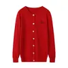 Nuevo Cardigan de Punto de Lana para Mujer, de Cuello Redondo, Holgado, Manga Larga, Bordado Simple y Moderno, Prendas de Abrigo