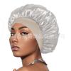 Touca de banho de cetim feminina de aba larga e alta elasticidade, touca de banho para quimioterapia, touca para cuidados com os cabelos em salão de beleza