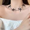 Collar Apilado de Lazo Negro para Mujer Collar Choker Estilo Pure Spice Cadena de Clavícula Nicho de Lujo Ligero Accesorios