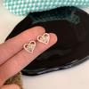 Brincos de amor com pérolas e diamantes em prata 925, brincos pequenos e simples, estilo coreano, delicados e delicados, com formato de coração, para meninas